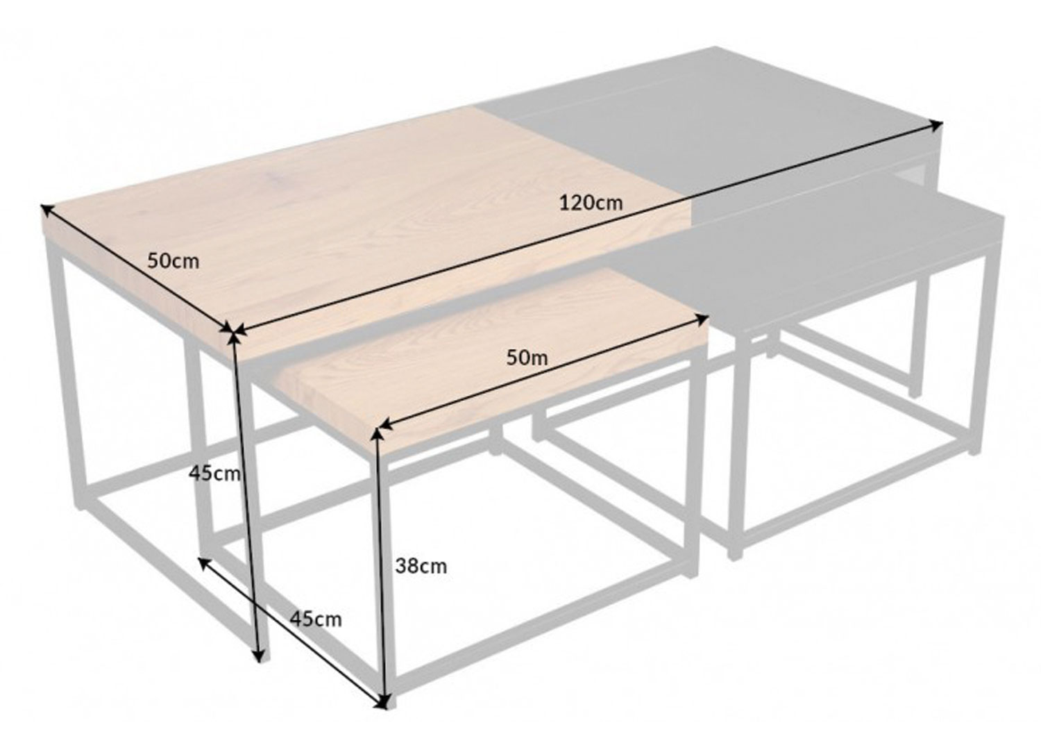 dimensions tables basses industrielles