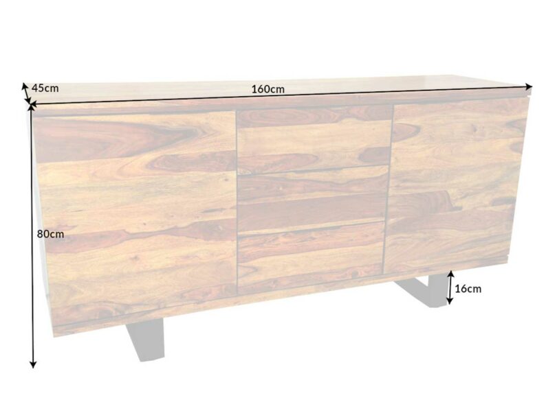 dimensions buffet en bois de sesham