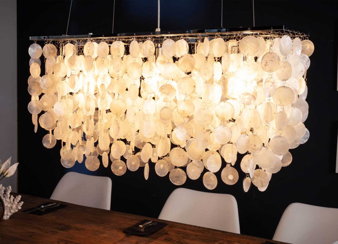 lampe à suspension design 80 cm avec coquillage nacre