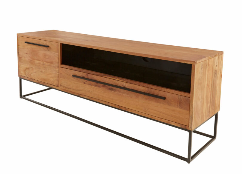 meuble tv en bois d'acacia 165 cm