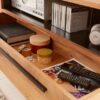 rangement meuble tv en bois d'acacia et métal noir