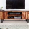 meuble tv 160 cm en bois de sesham laqué