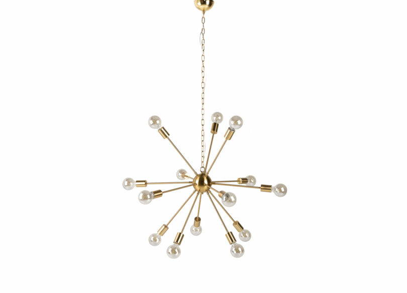 suspension luminaire doré avec 14 tiges