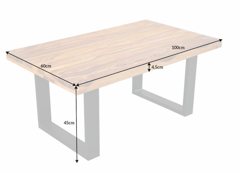 dimensions table basse bois de sesham