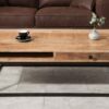 table basse industriel en bois de manguier