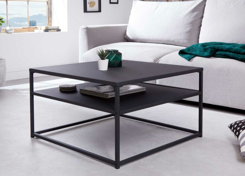 table basse 70 cm style industriel métal noir