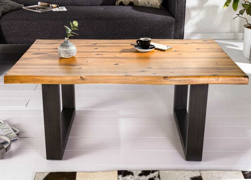 table de salon rectangulaire en bois massif