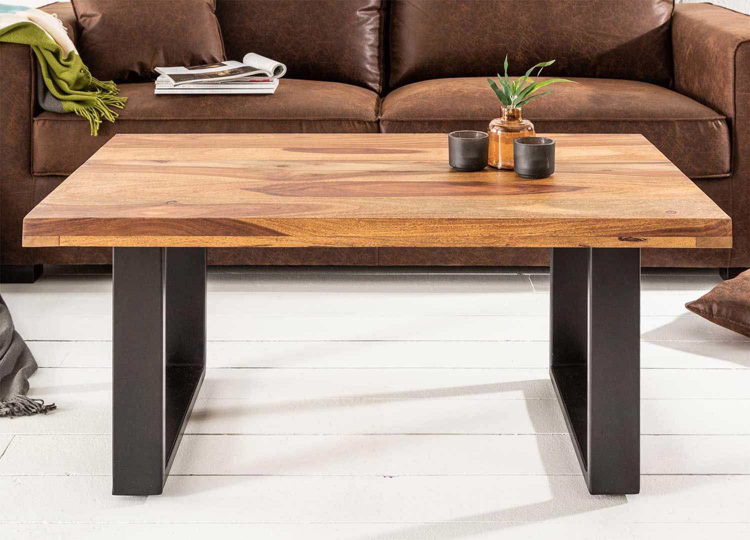 table basse rectangulaire en bois massif