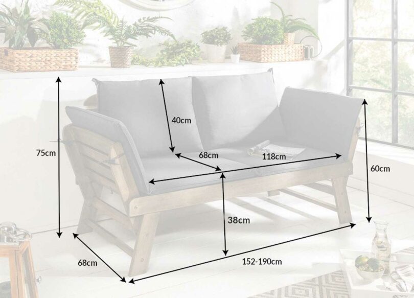 Dimensions du canapé de jardin