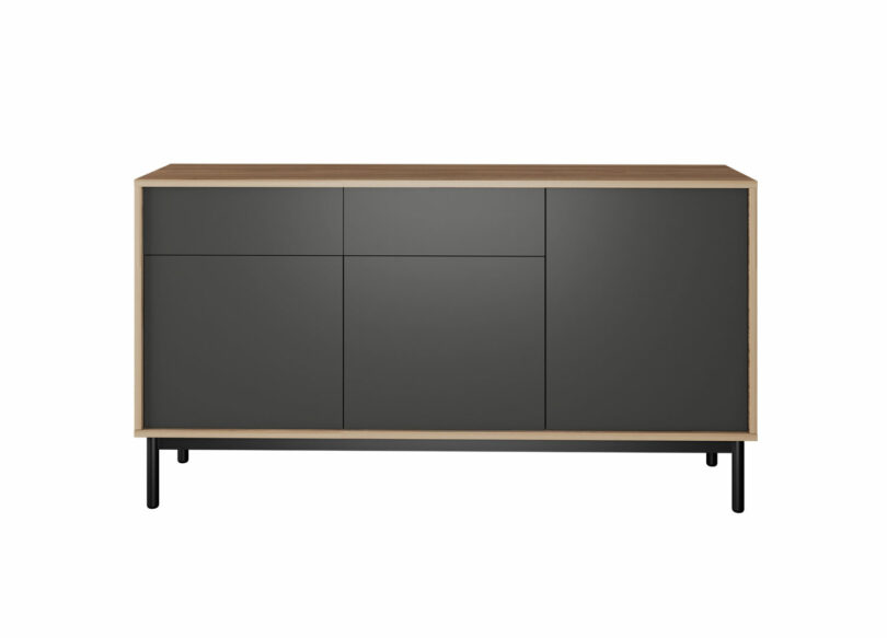 Buffet noir et bois industriel