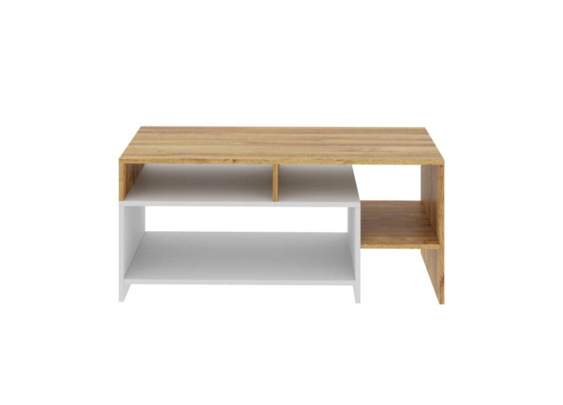 Table basse design blanche et bois