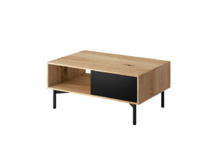 Table de salon bois et noir pas cher