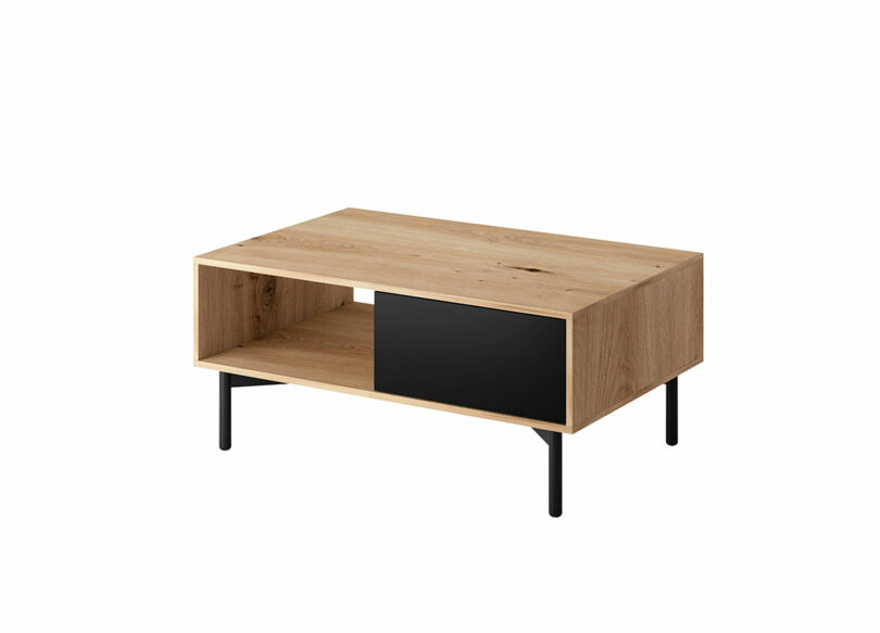 Table de salon bois et noir pas cher
