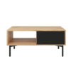 Table basse en bois avec niche ouverte et 2 tiroirs