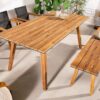 Table de jardin en bois naturel avec banc
