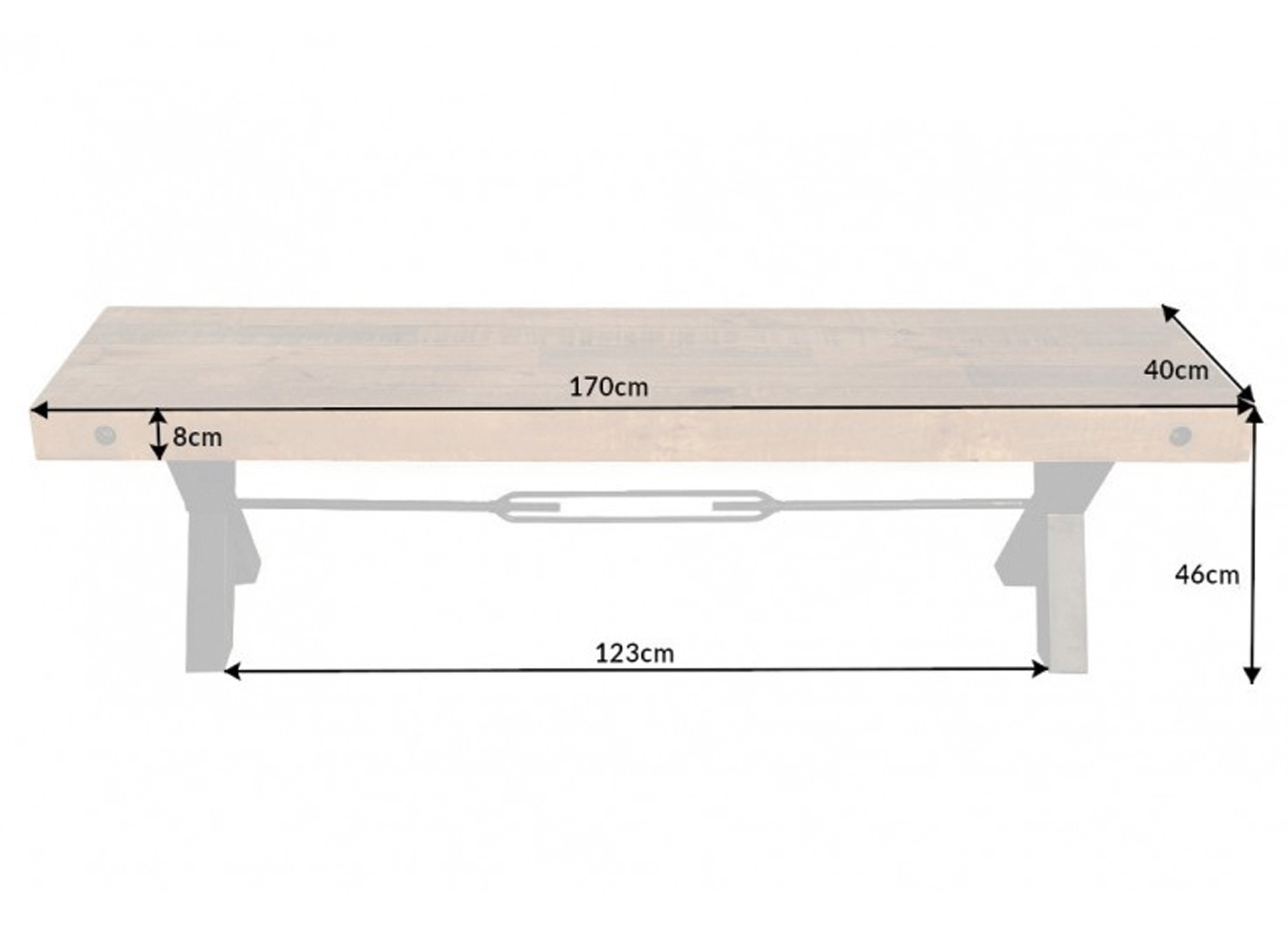 dimensions banc en bois de pin