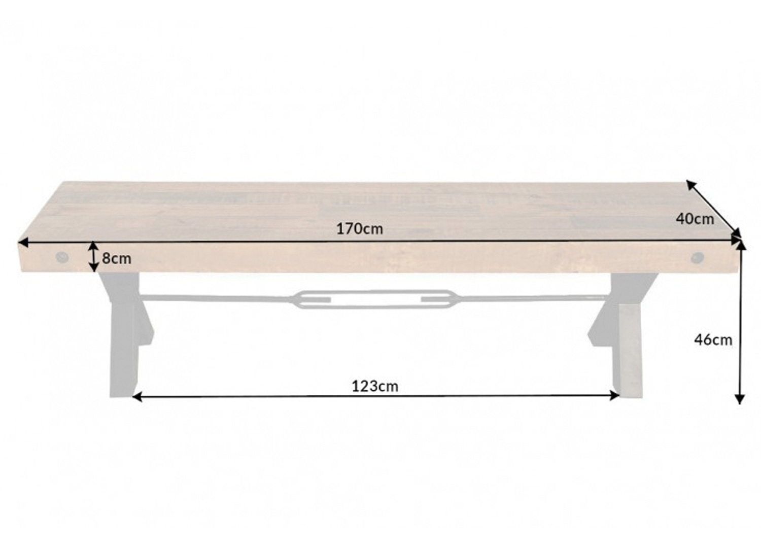 Banc d'intérieur en bois de Pin 200 cm