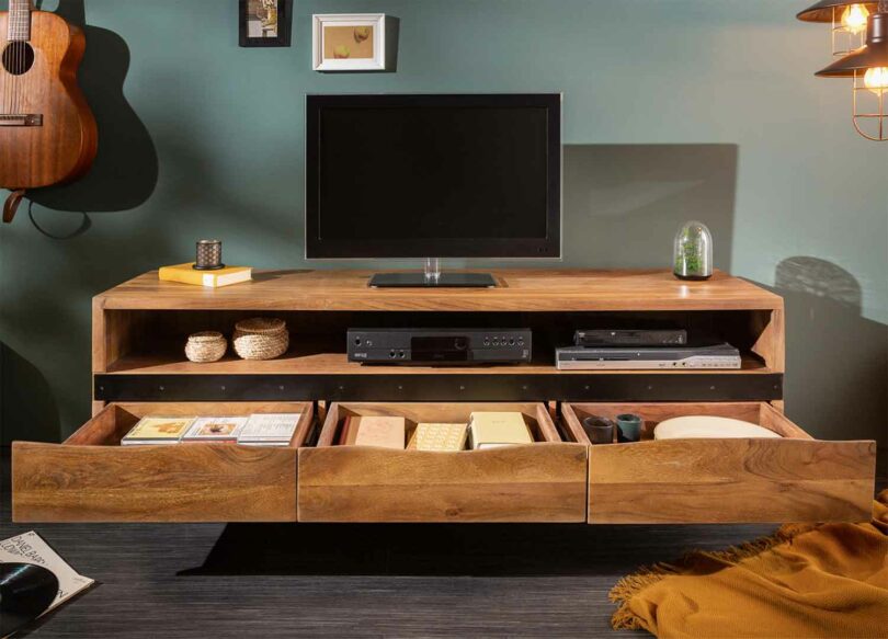 meuble tv avec rangement en bois massif
