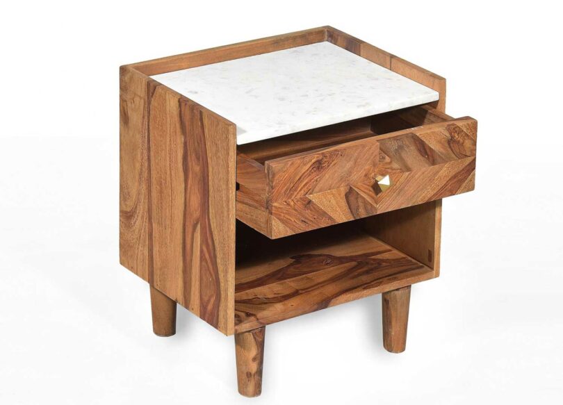 table d'appoint avec tiroir en bois massif