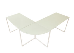 bureau d'angle moderne en verre et cadre métal