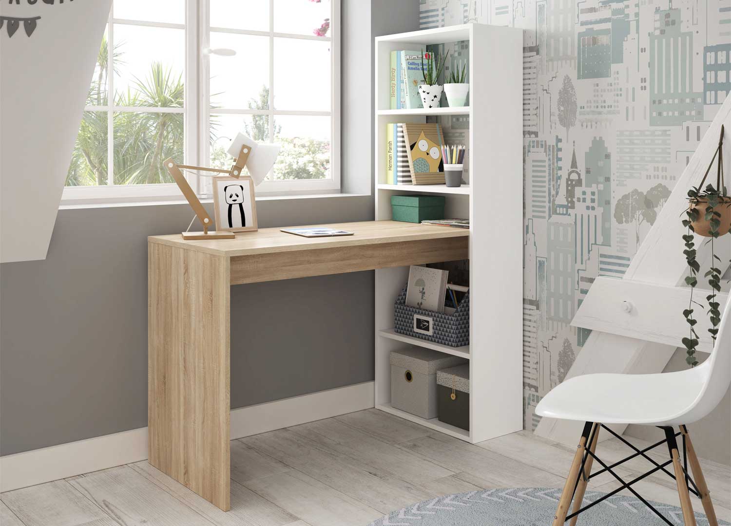 Bureau Ado avec Rangement Iléo - Mobilier Gain de Place et Fonctionnel