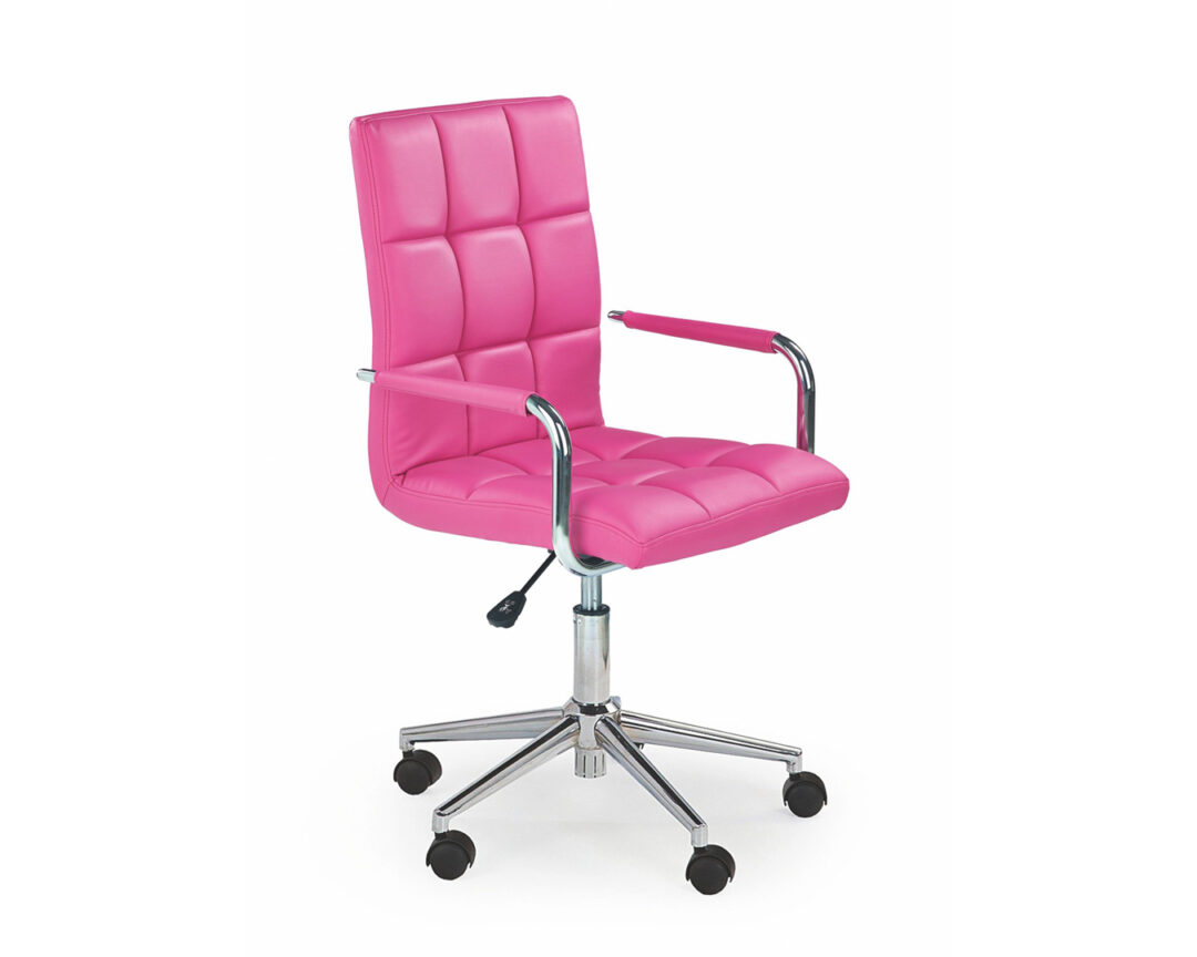 chaise de bureau en simili cuir rose