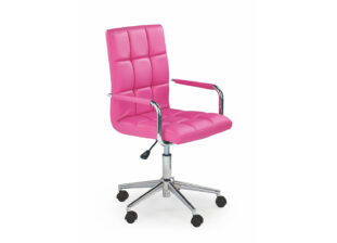 chaise de bureau en simili cuir rose