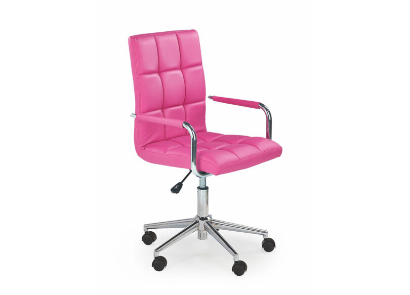 chaise de bureau en simili cuir rose