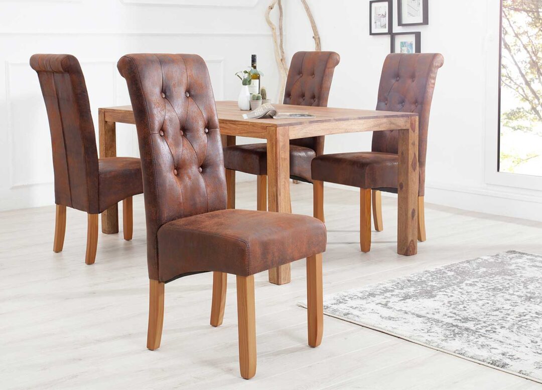 lot de 2 chaises en microfibre moderne marron whisky