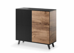 commode de salon moderne chêne et noir