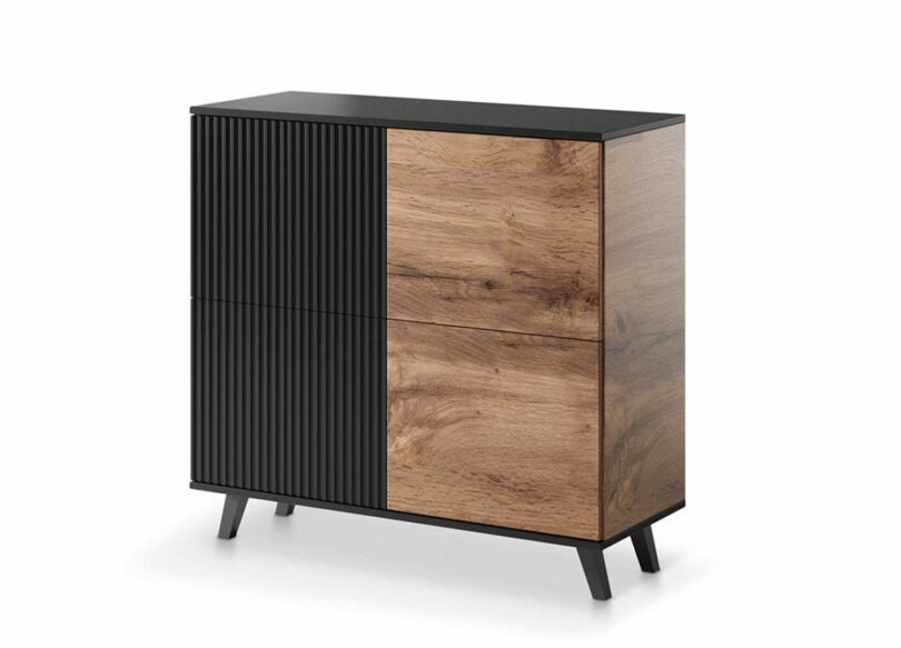 commode de salon moderne chêne et noir