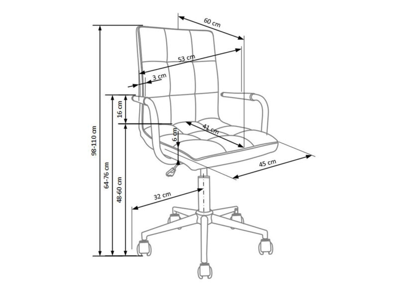 dimensions du fauteuil de bureau