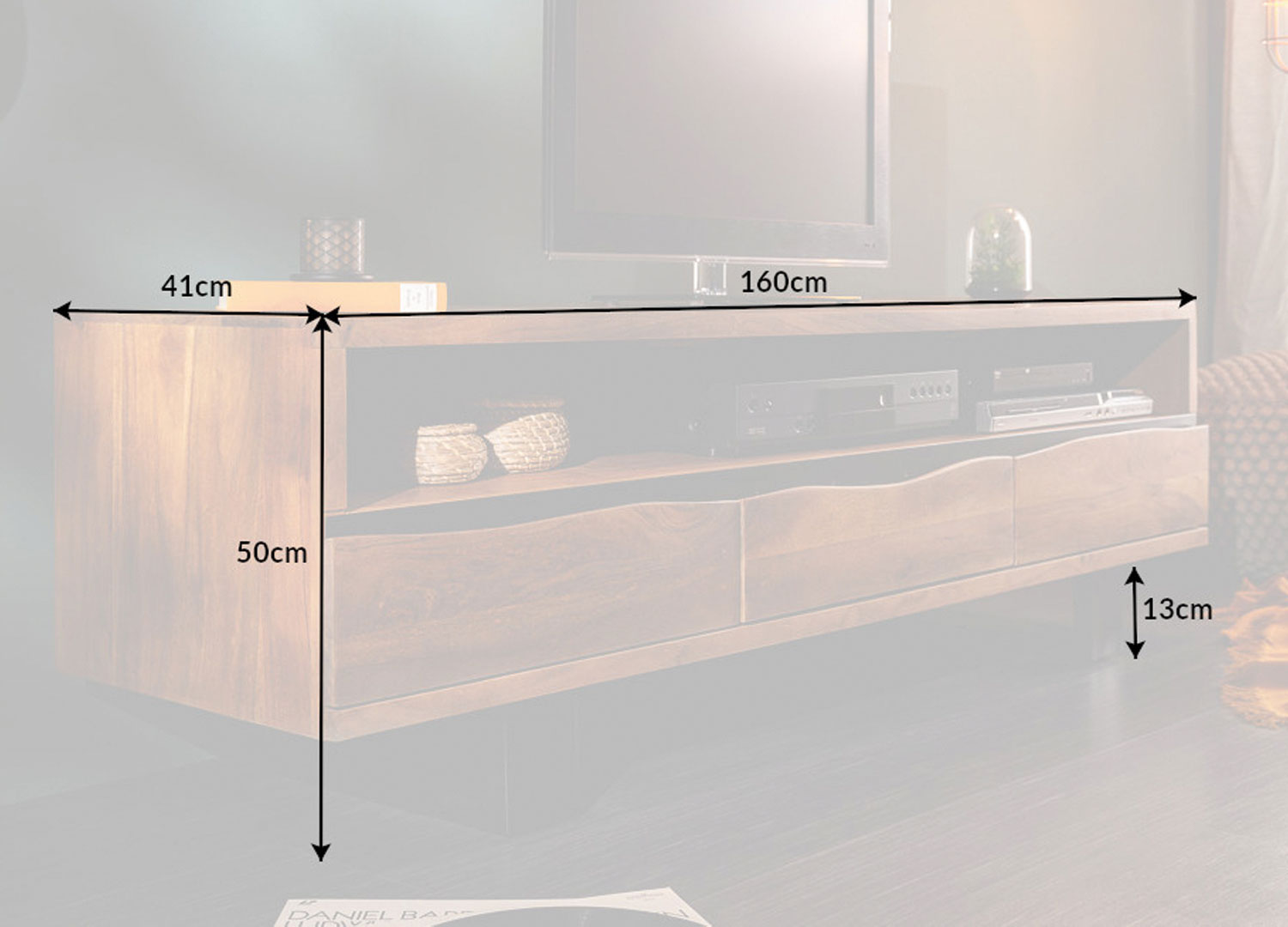 dimensions du meubles tv en bois massif