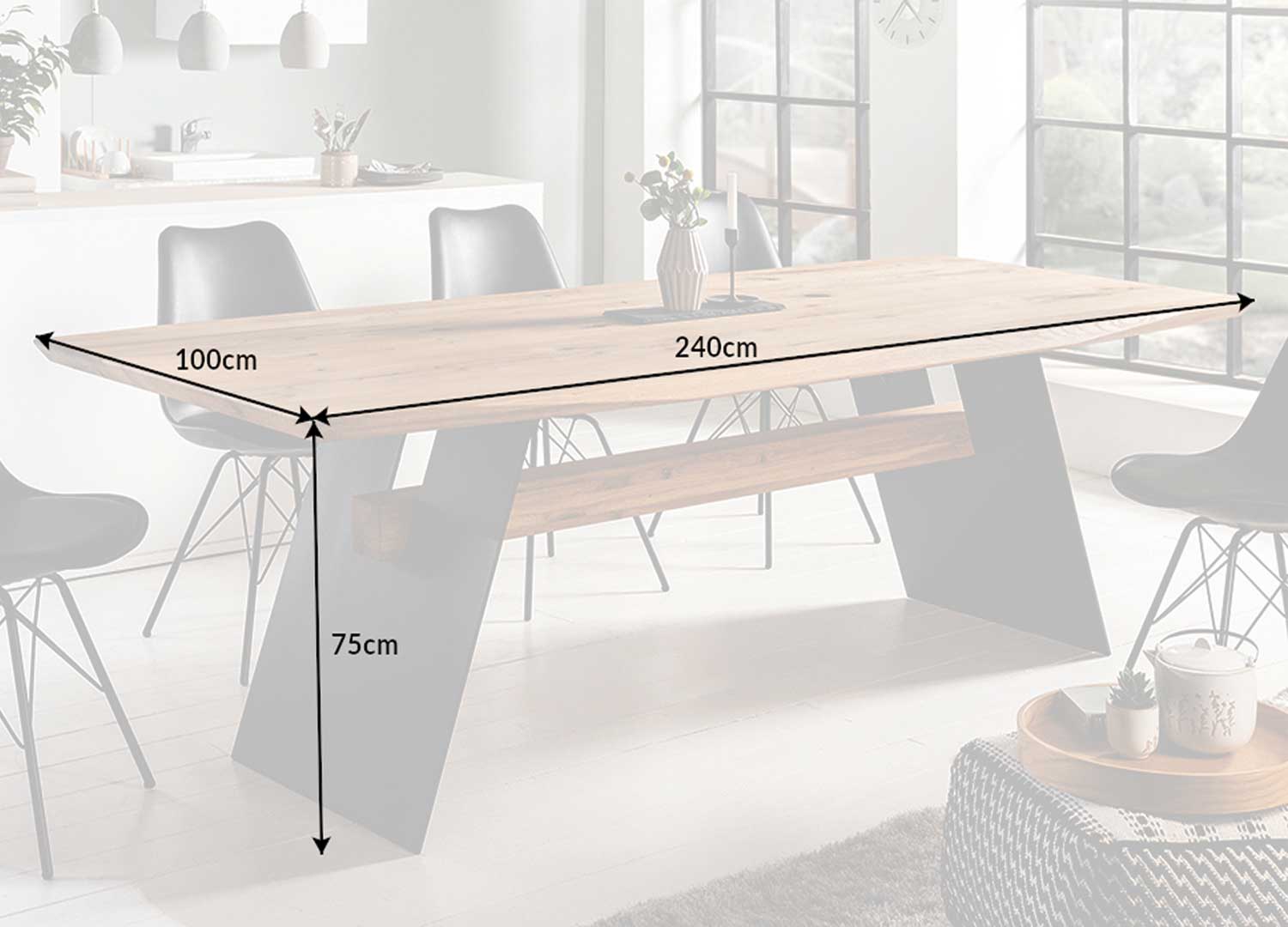 dimensions de la table de repas 240 cm en bois massif