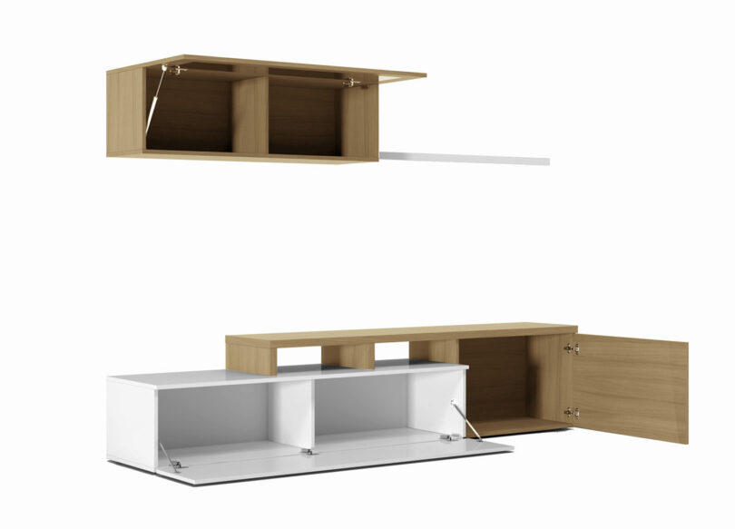 ensemble meuble de salon blanc et bois