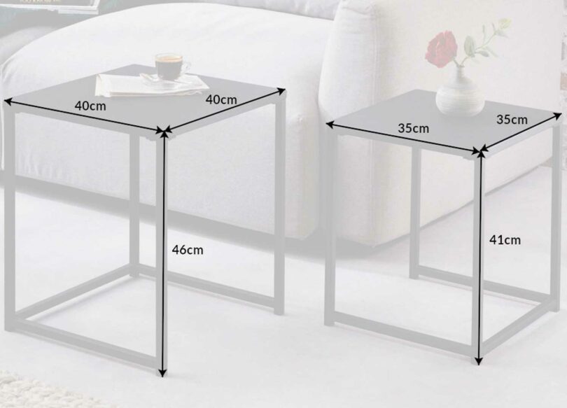 dimensions tables gigognes style industrielle