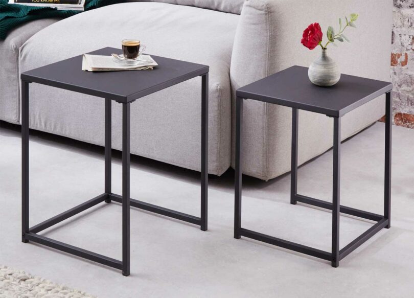 ensemble tables basse moderne en métal noir