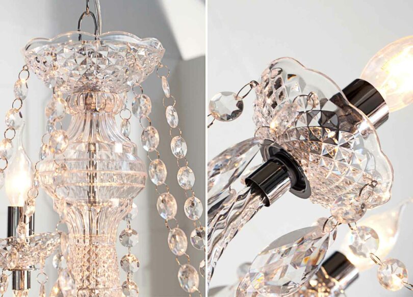 zoom sur le lustre baroque et moderne