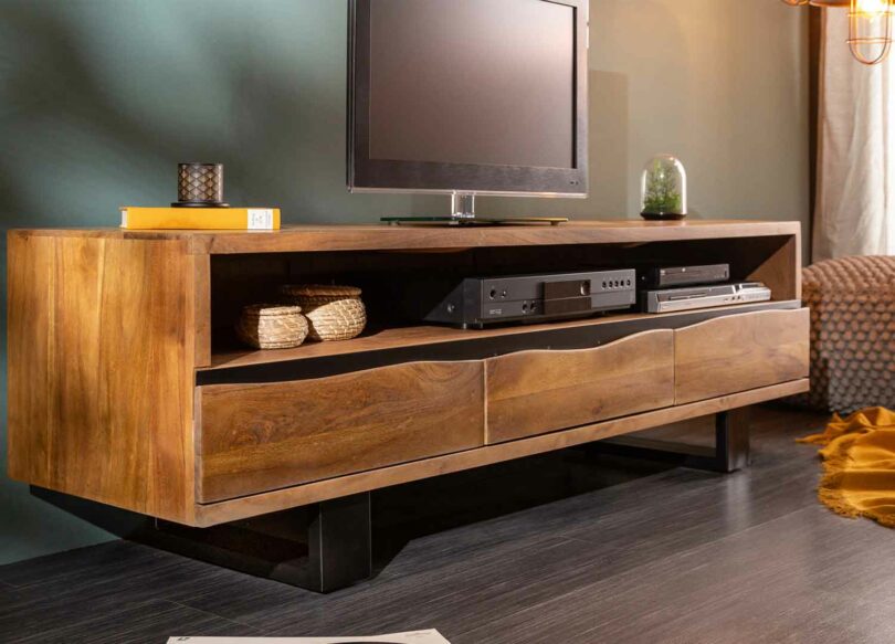 meuble tv 160 cm en bois d'acacia