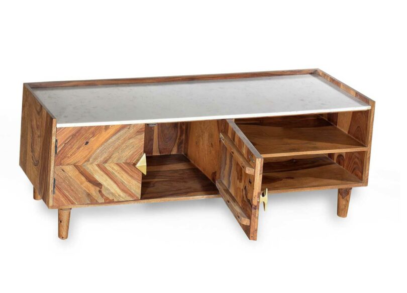 meuble tv en bois avec espace de rangement