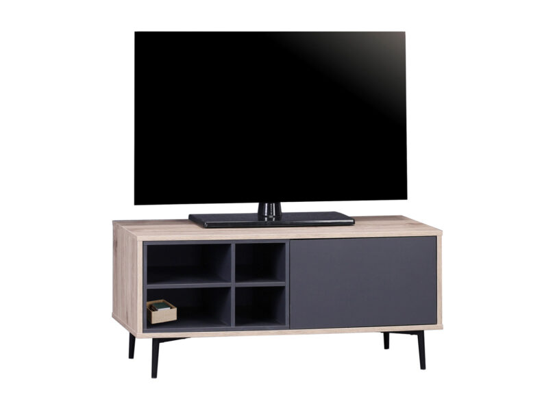 meuble TV 100 cm aspect bois et anthracite
