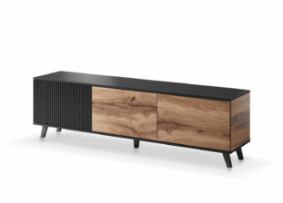 meuble tv 180 cm chêne wotan et noir