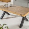 table de salon 110 cm en bois de pin style industriel