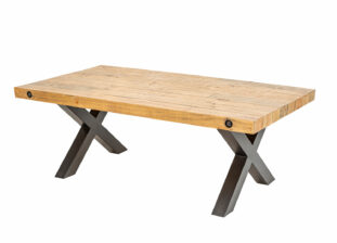 table de salon 110 cm en bois et métal noir