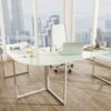 bureau d'angle moderne en verre blanc