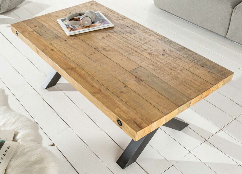 table basse rectangulaire en bois de pin