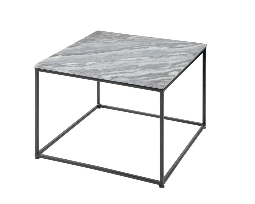 table basse 50 cm en marbre et métal noir