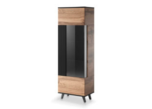 vitrine de salon moderne chêne wotan et noir