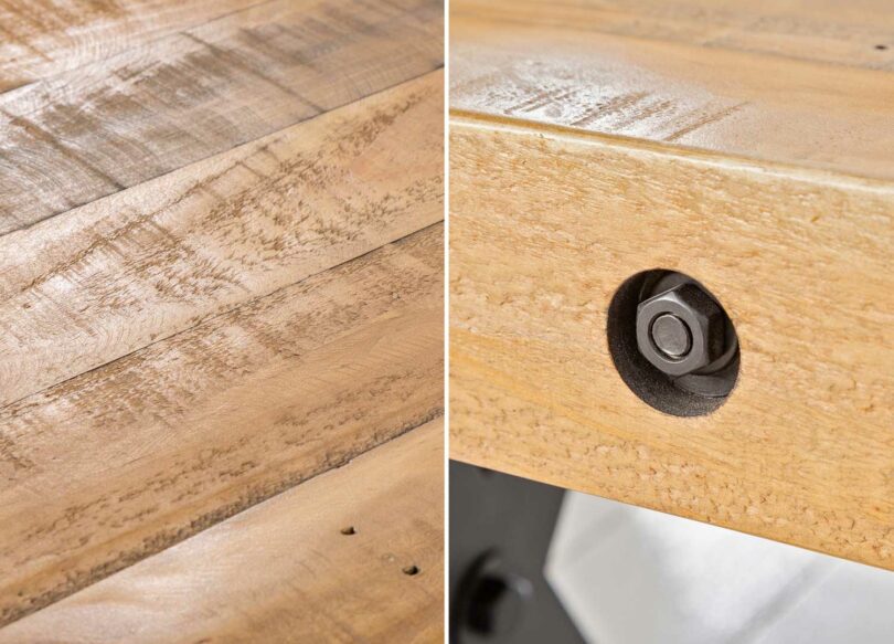 banc en bois effet latté