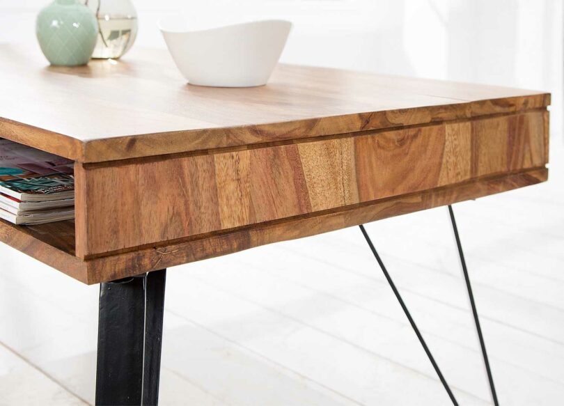 table basse rectangulaire en bois massif